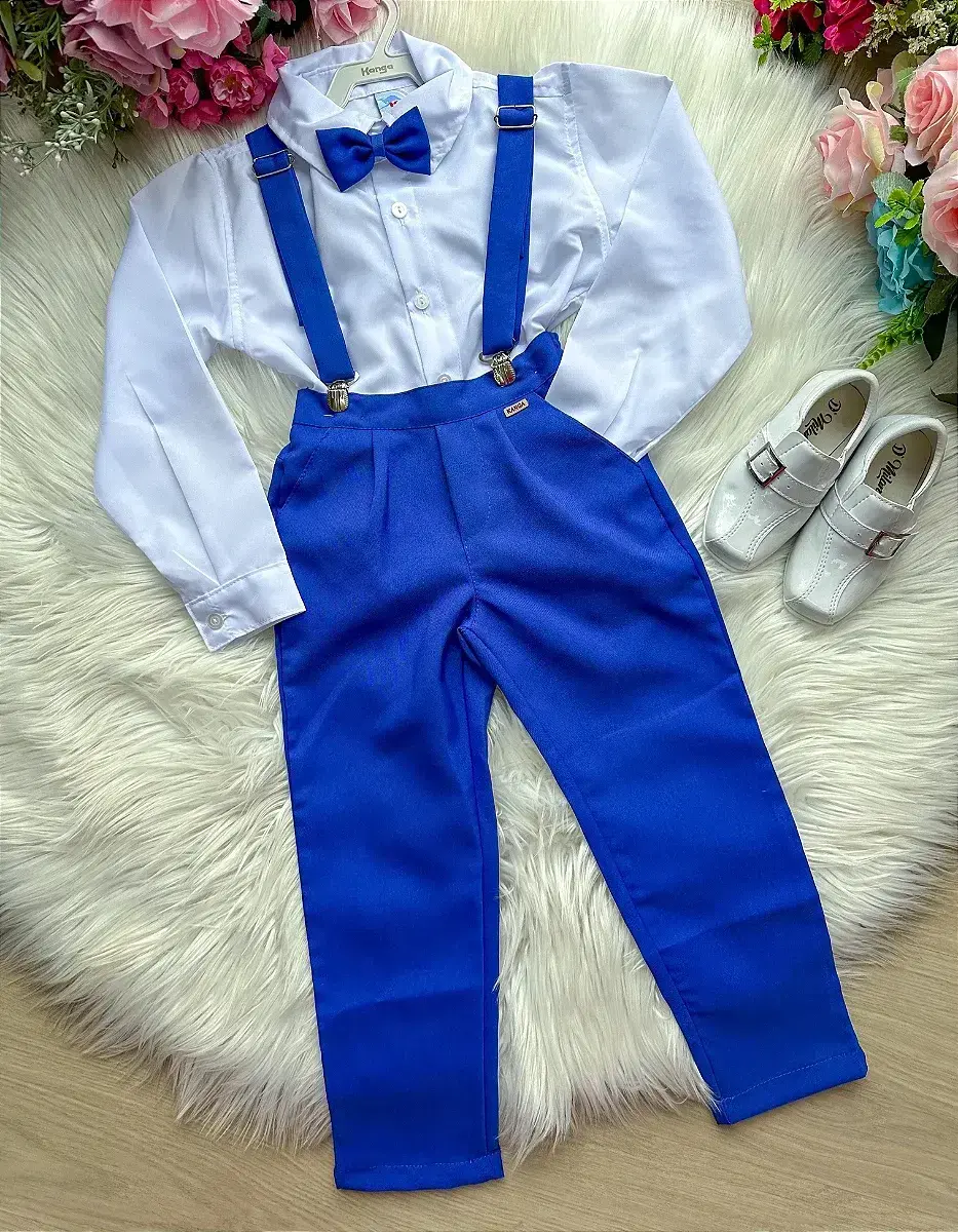 Conjunto social azul royal suspensorio