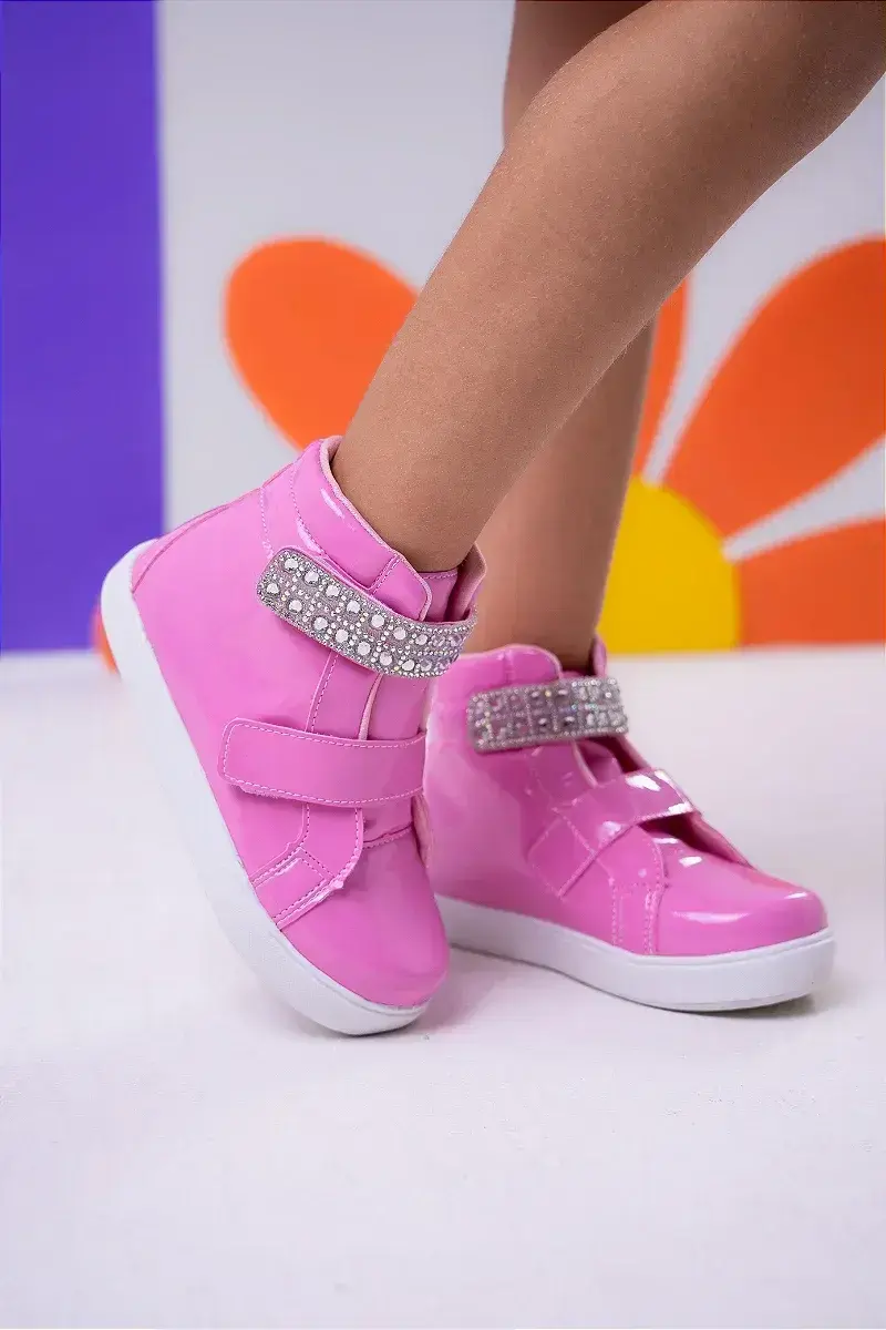 Tenis bota rosa chiclete