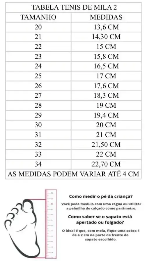 Guia de tamanhos