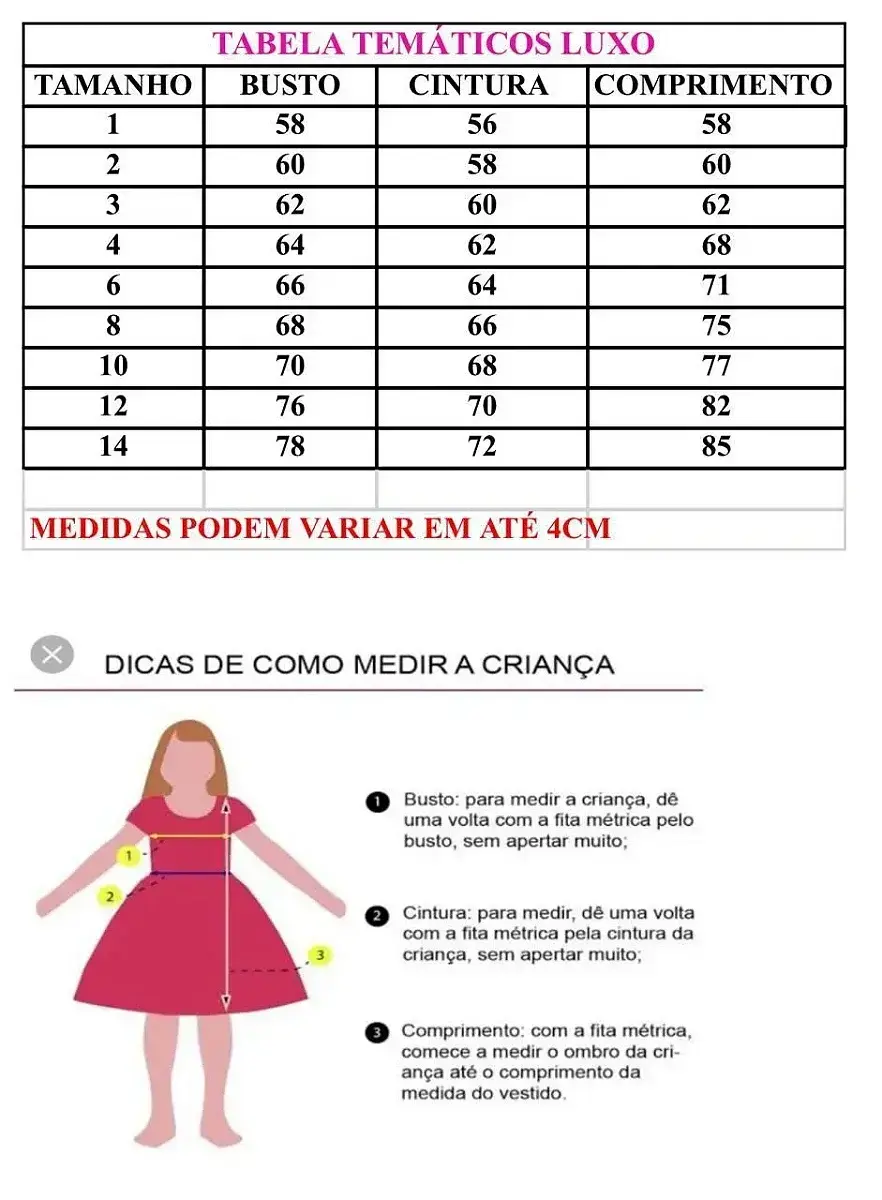 Guia de tamanhos