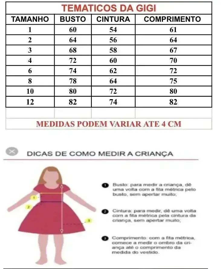 Guia de tamanhos