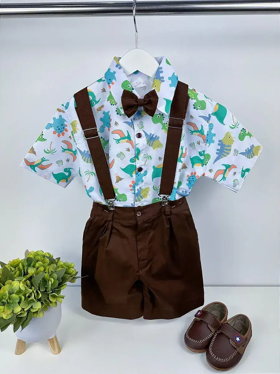Conjunto festa Dinossauro marrom