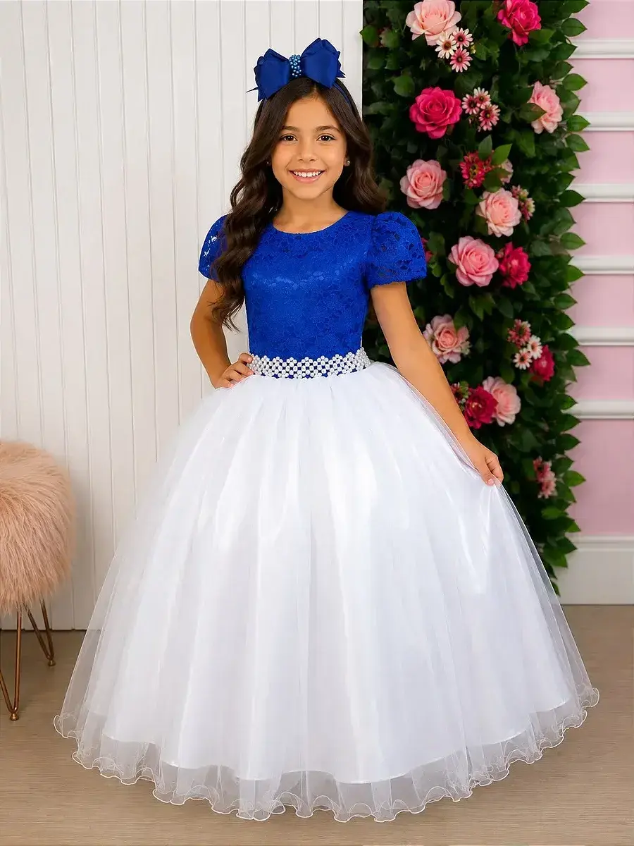 Vestido longo mari peito azul royal