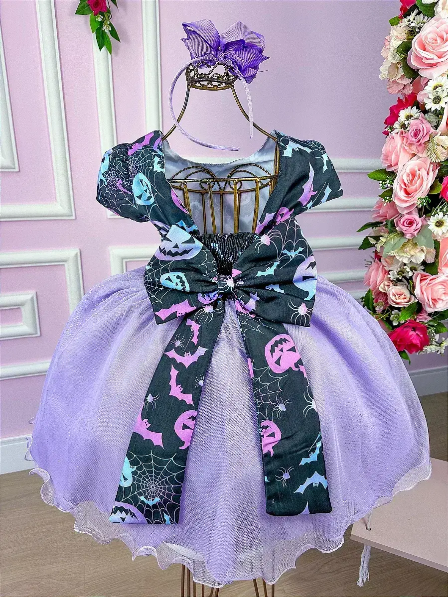 Vestido fantasia festa Halloween saia lilas, foto 8