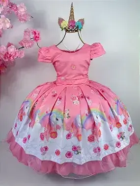 Vestido rosa unicórnios
