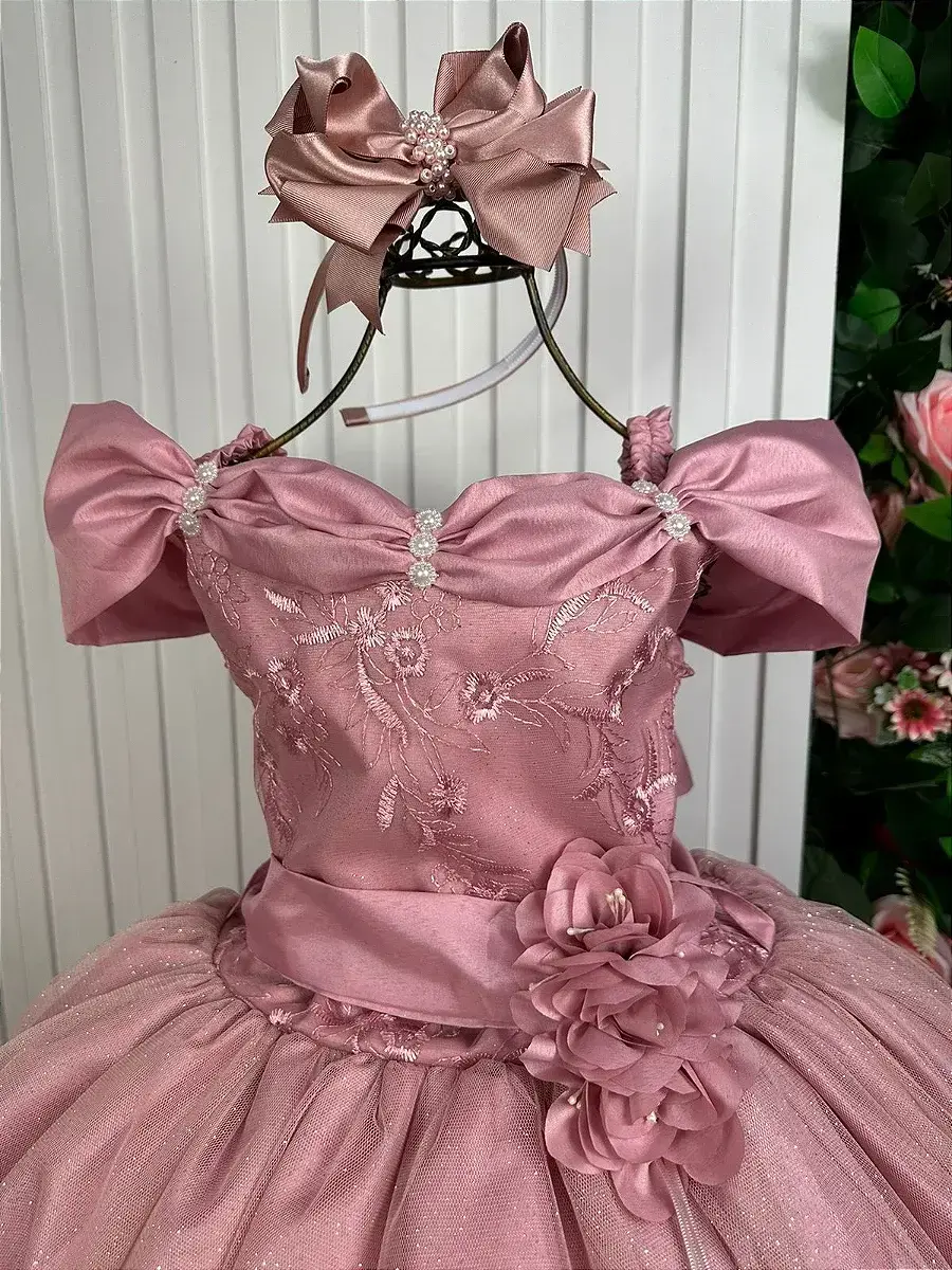 Vestido longo manga princesa rose, foto 3