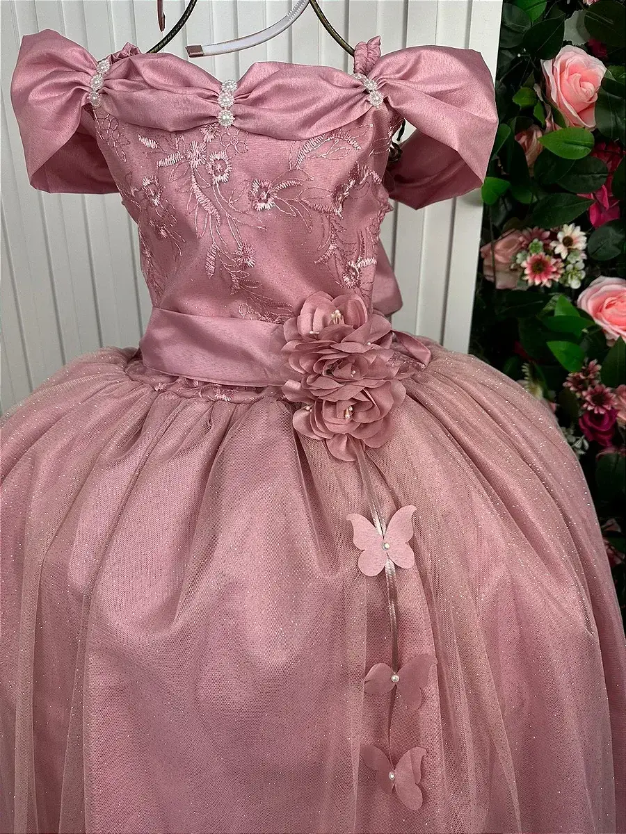 Vestido longo manga princesa rose, foto 5
