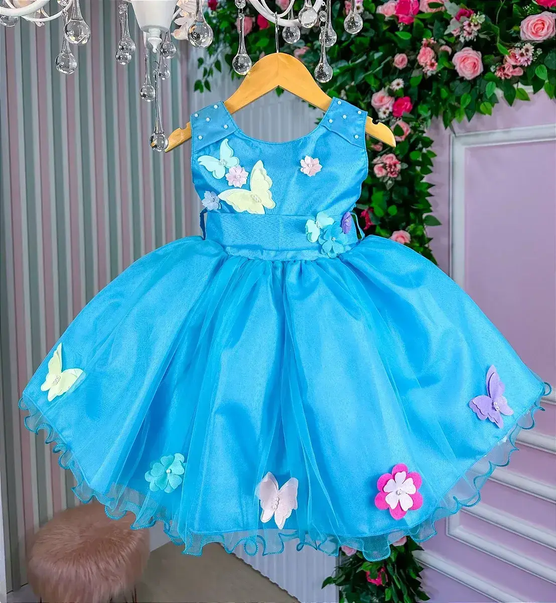 Vestido anabel jardim encantado azul turquesa, foto 5