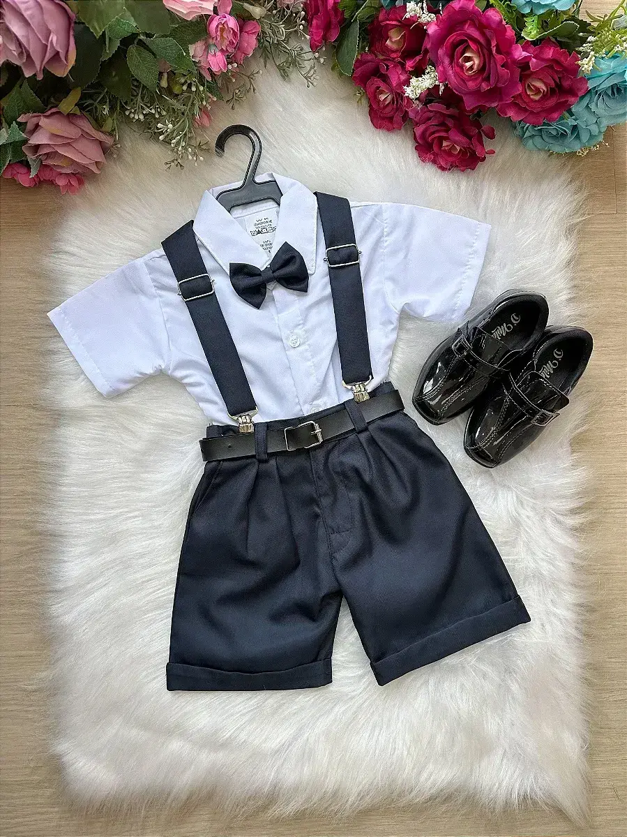 Conjunto social shorts ravi azul petroleo