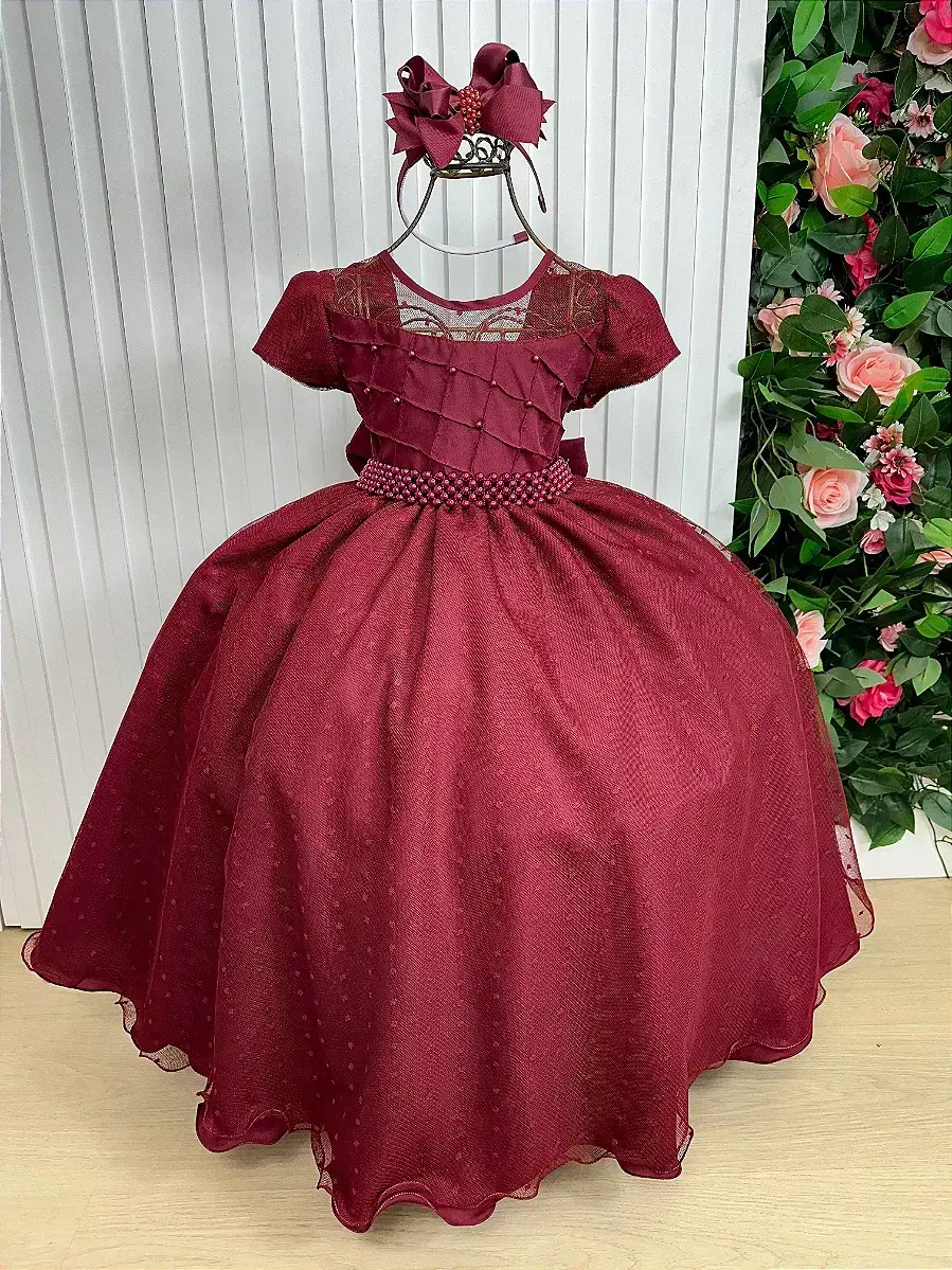 Vestido sonia longo marsala