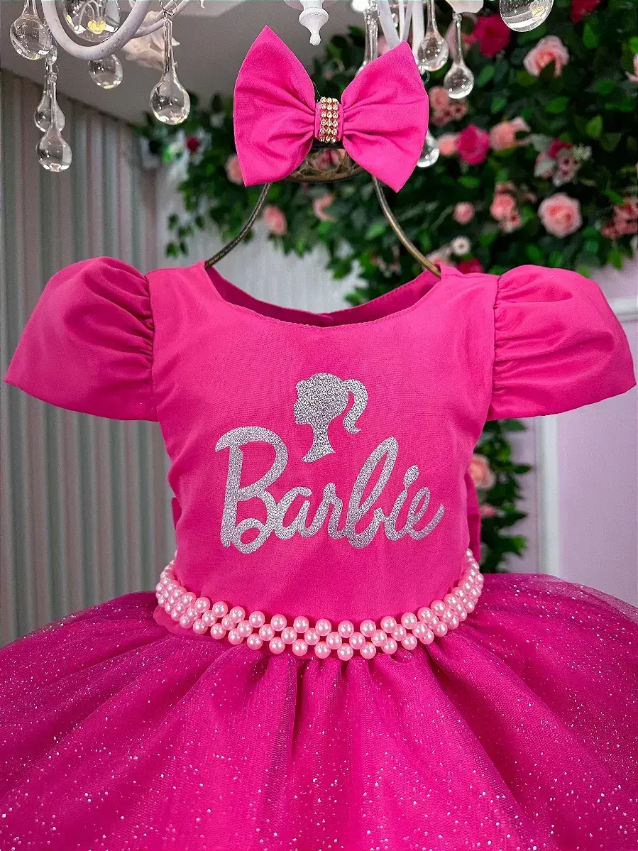Vestido festa Barbie pink glitter, foto 2