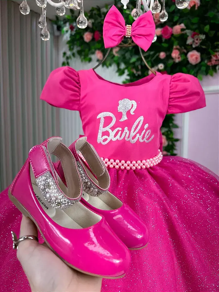 Vestido festa Barbie pink glitter, foto 4