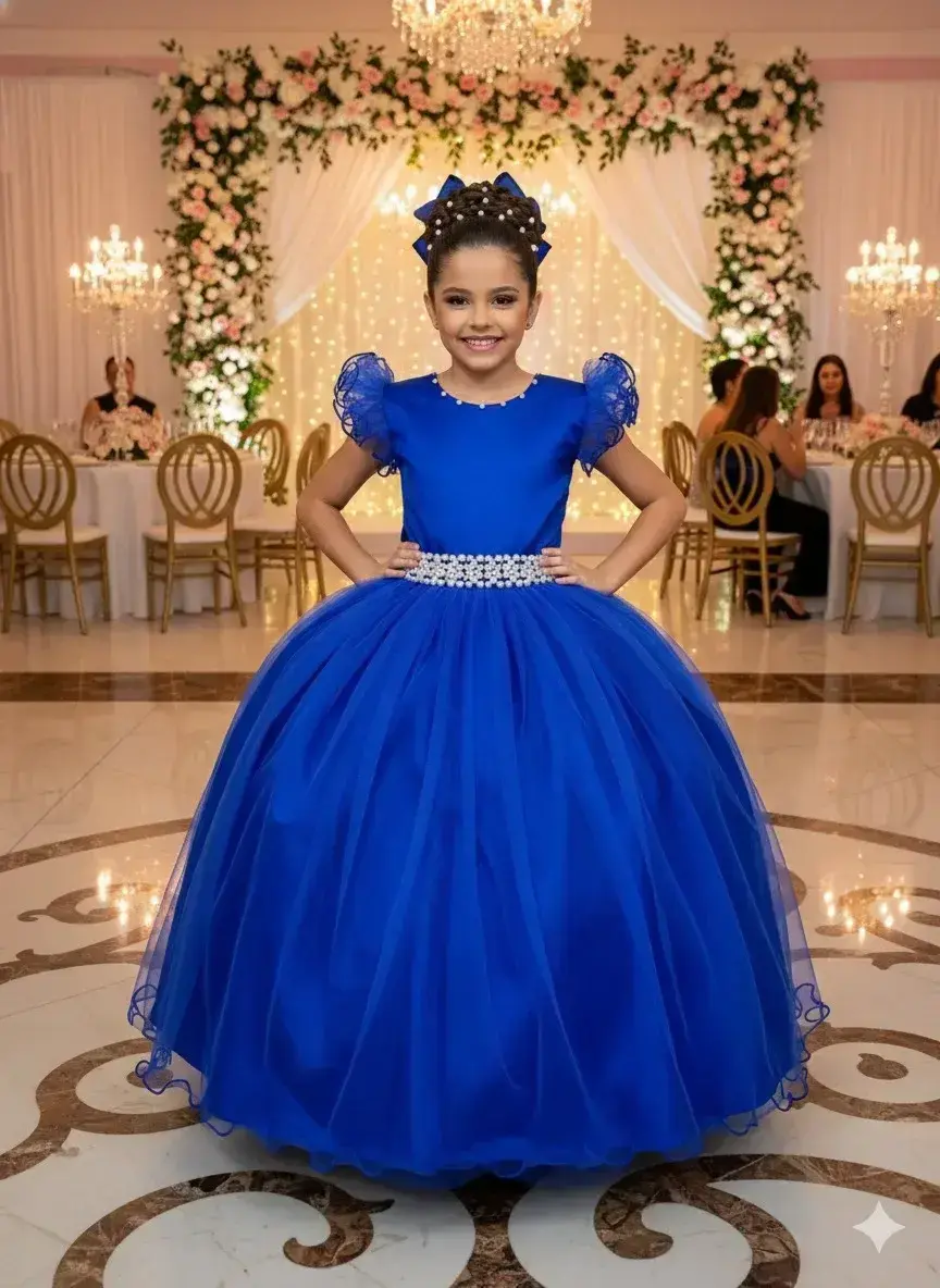 Vestido longo azul royal