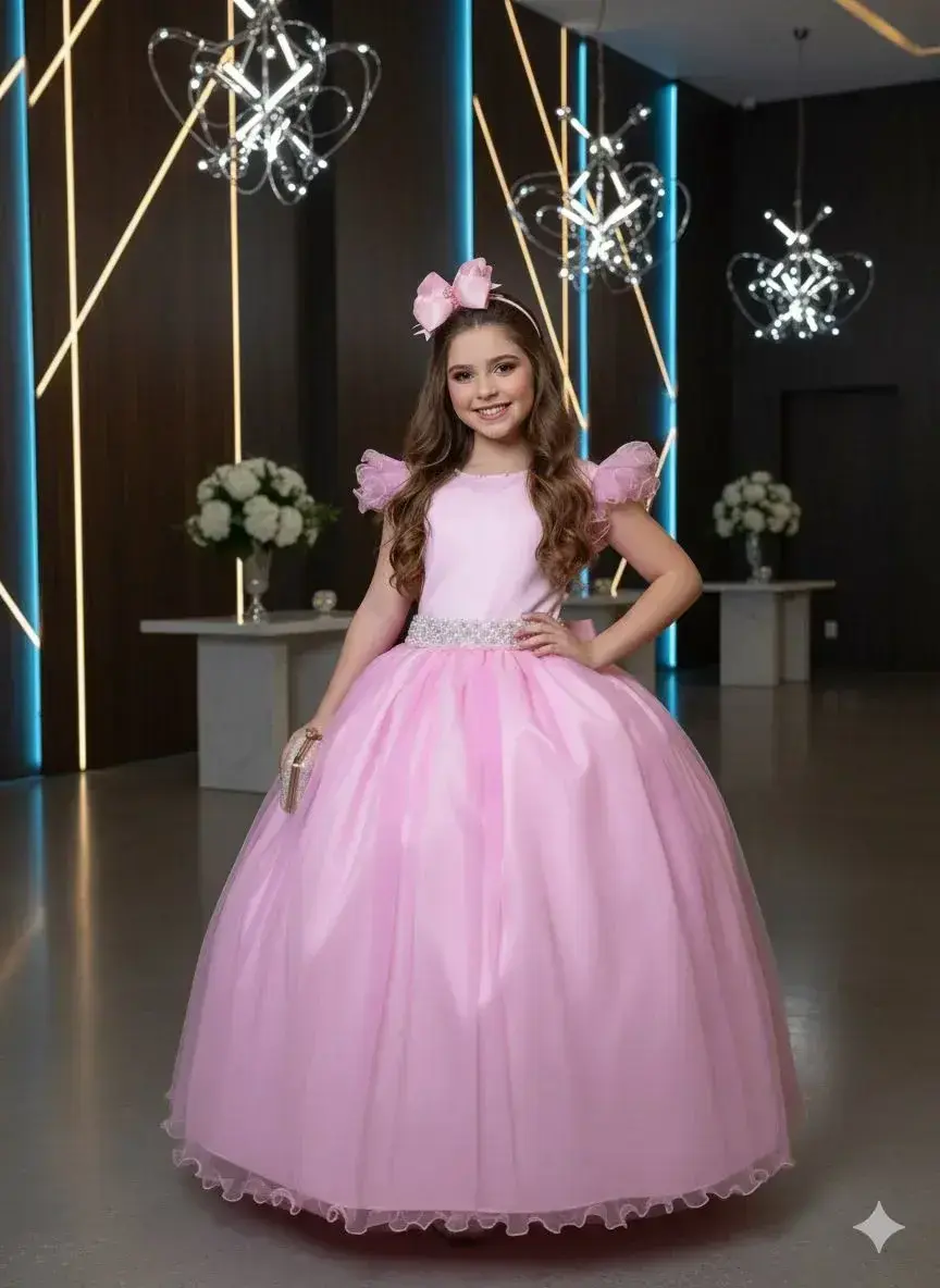 Vestido longo rosa