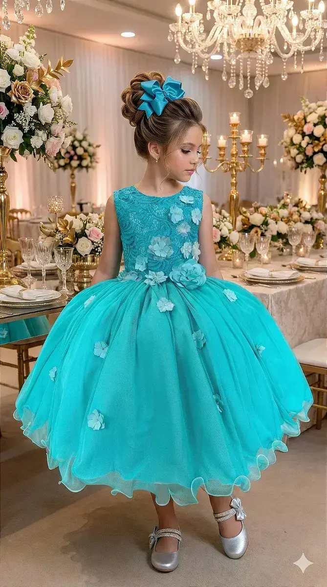 Vestido regata flores verde tiffany