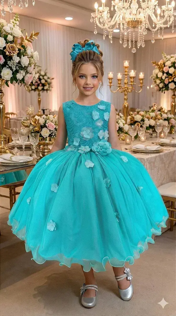Vestido regata flores verde tiffany, foto 2