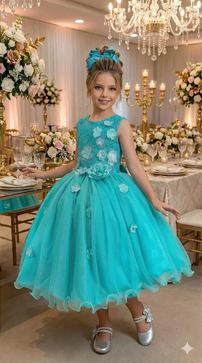 Vestido regata flores verde tiffany, foto 3