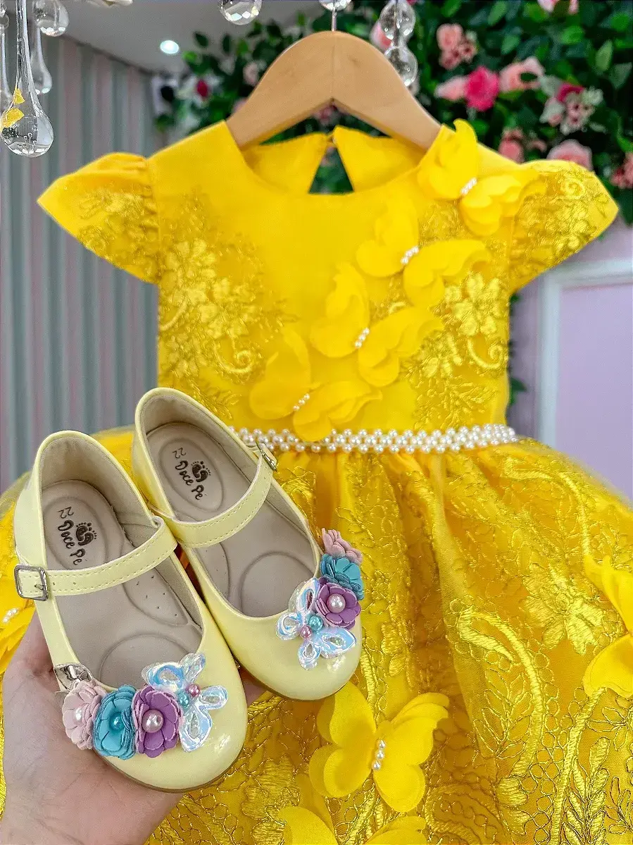 Vestido jardim encantado festa amarelo, foto 3