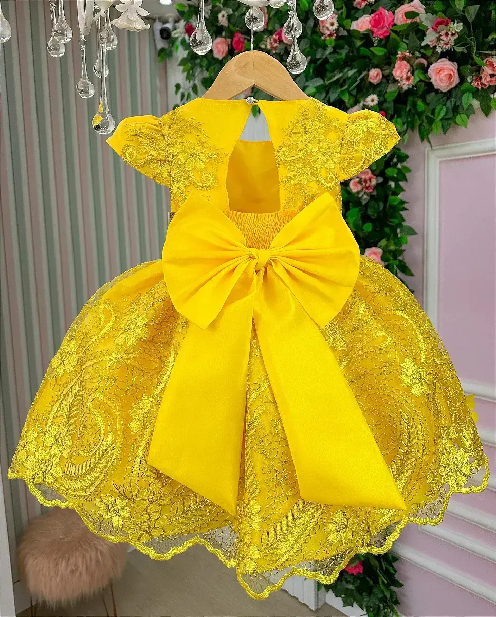 Vestido jardim encantado festa amarelo, foto 5
