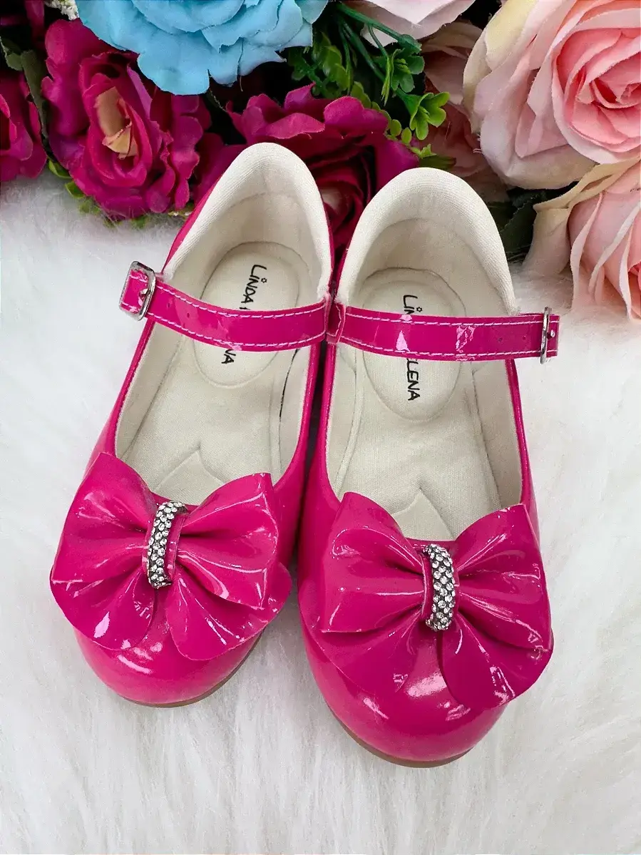 Sapatilha pink laço com strass
