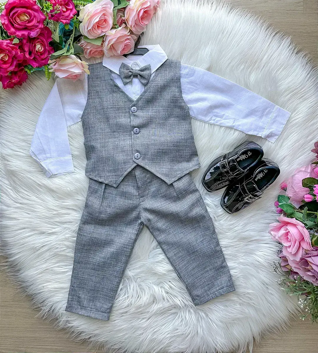 Conjunto colete alfaiataria cinza