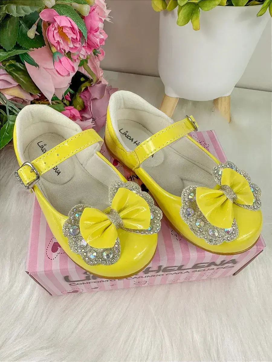 Sapatilha baby amarelo lacinho strass, foto 2