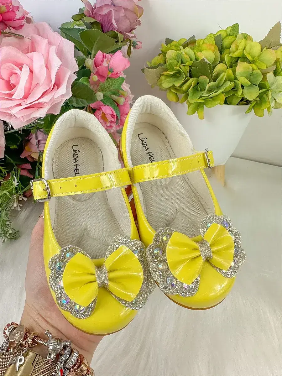 Sapatilha baby amarelo lacinho strass, foto 4