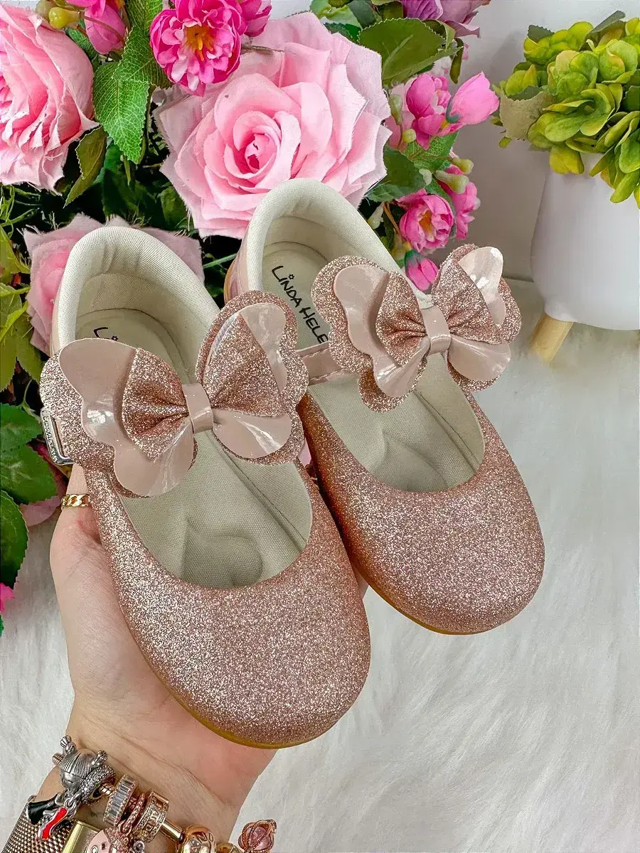 Sapatilha baby nude rose gliter, foto 3
