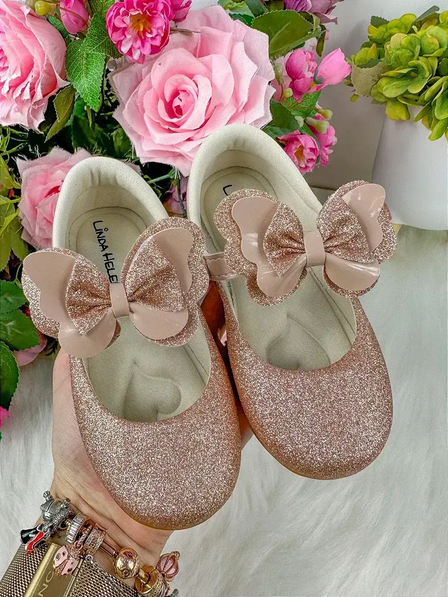 Sapatilha baby nude rose gliter, foto 4