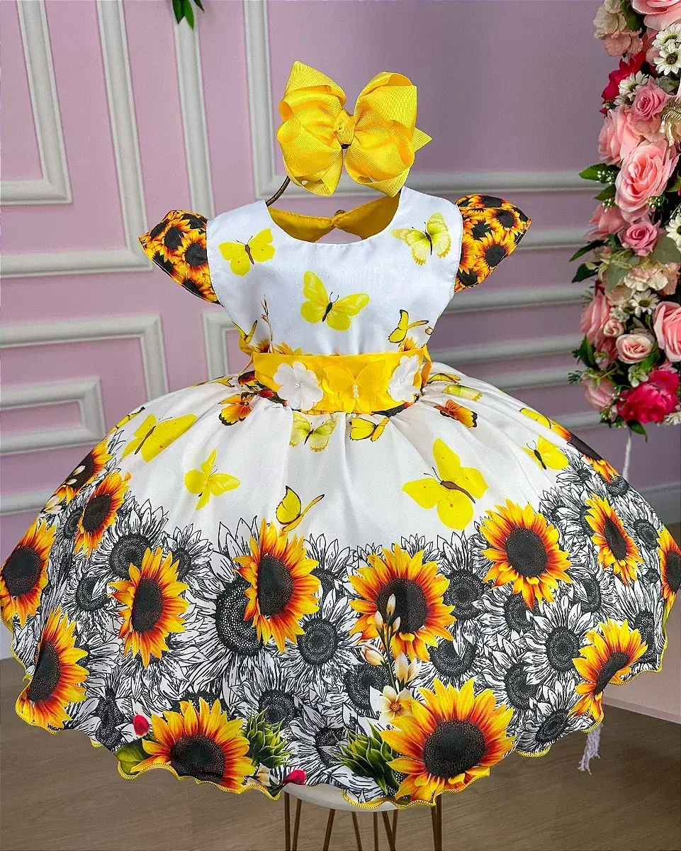Vestido jardim de girassol
