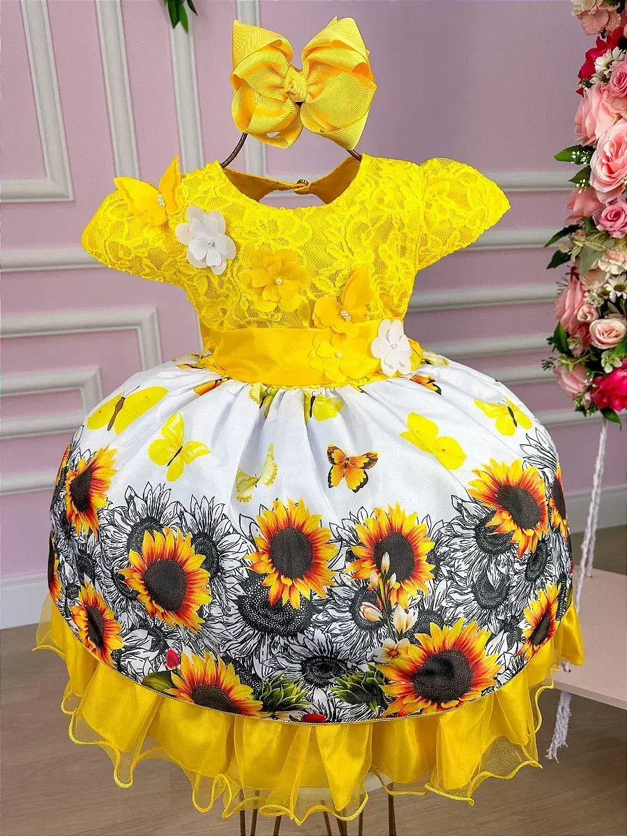 Vestido jardim de girassol