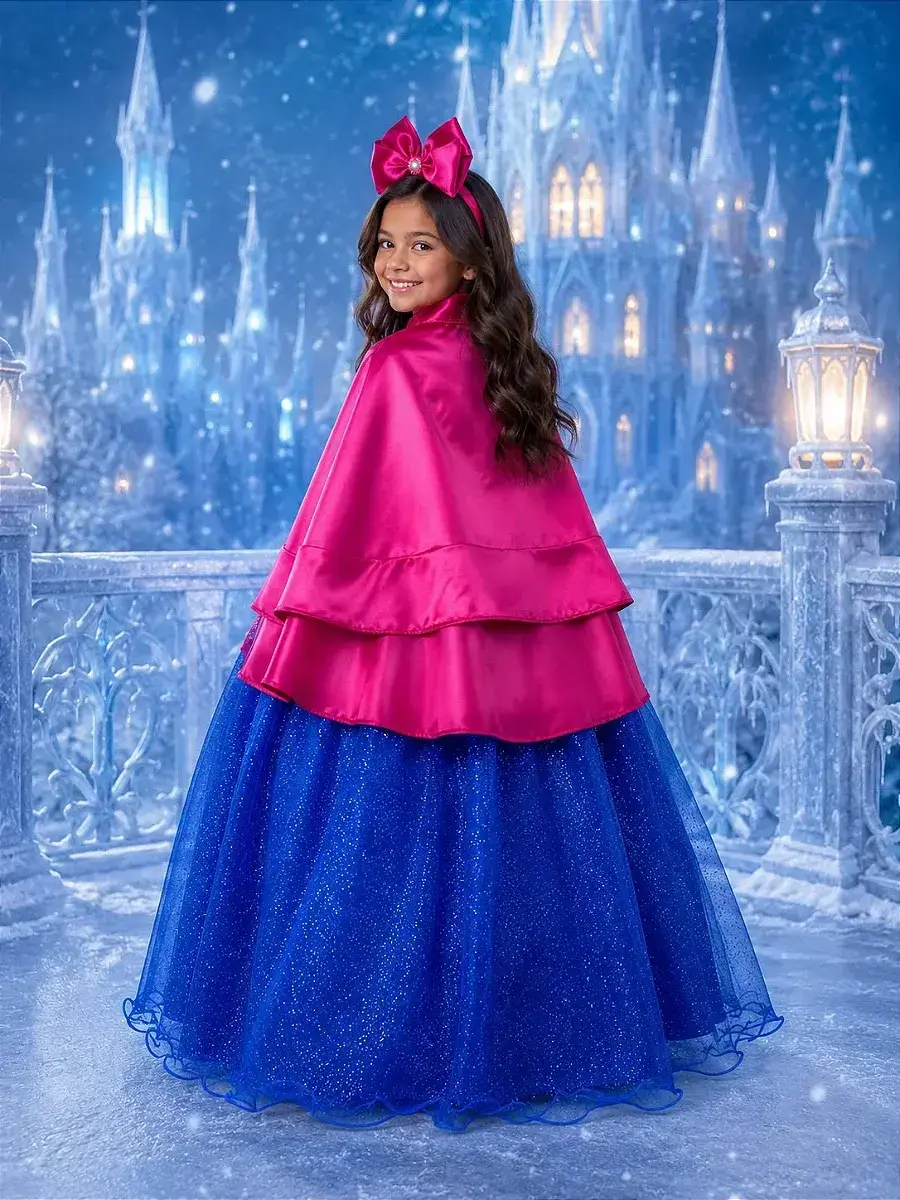 Fantasia longa princesa gelo capa pink, foto 2