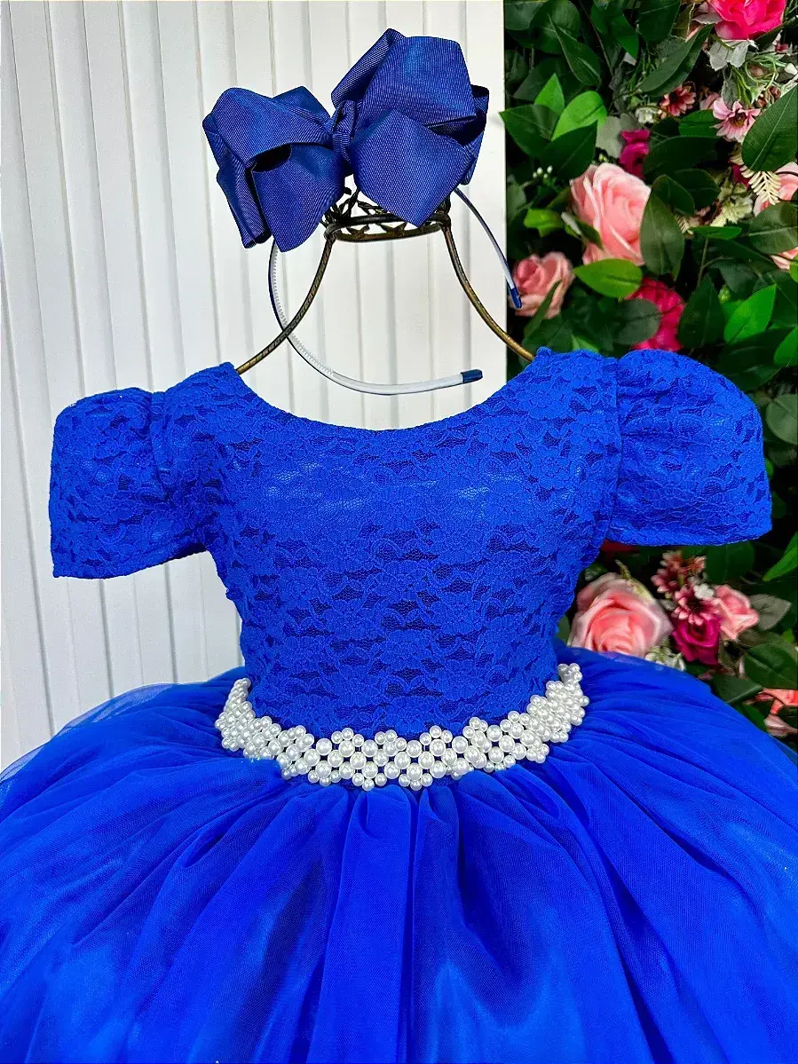 Vestido longo laura peito rendado azul royal, foto 3