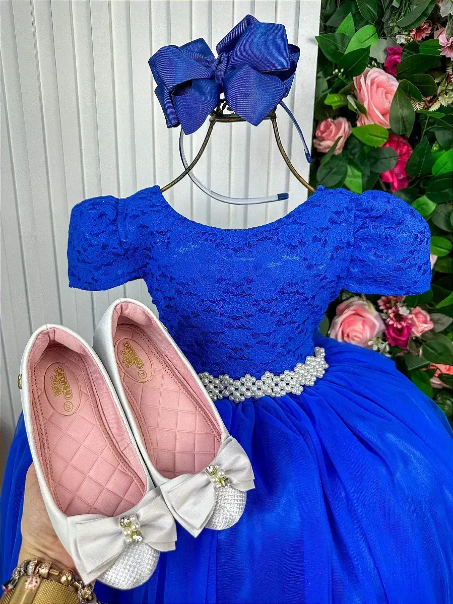 Vestido longo laura peito rendado azul royal, foto 4