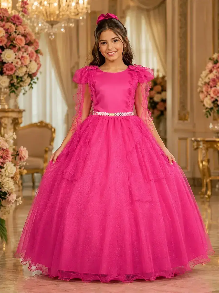 Vestido longo diamante pink