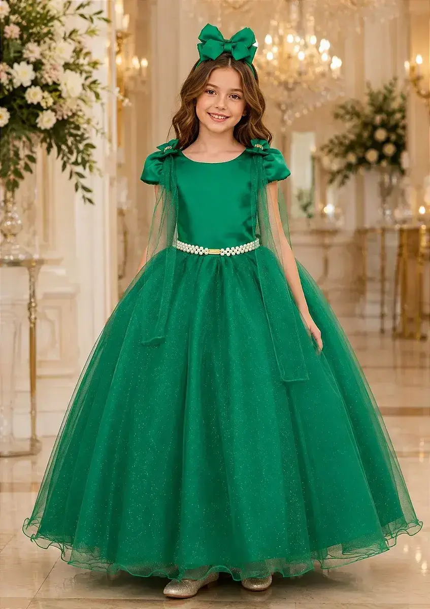 Vestido longo diamante verde bandeira