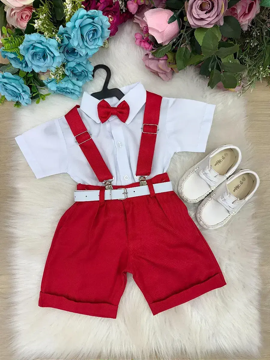 Conjunto social shorts ravi vermelho