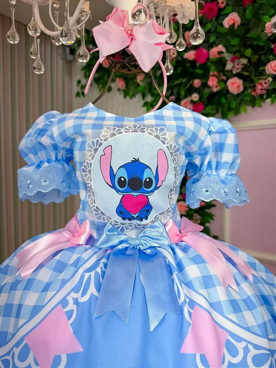 Vestido junino festa Lilo Stitch azul, foto 2
