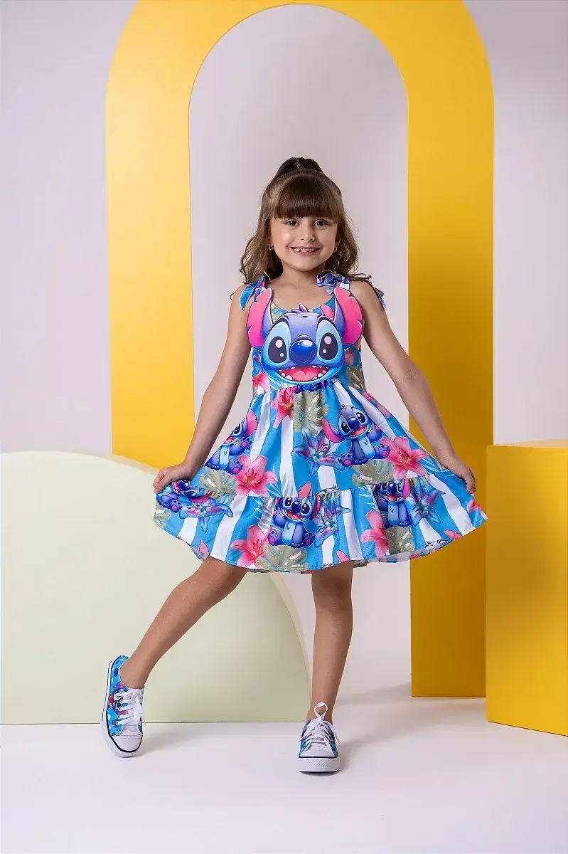 Vestido festa Stitch azul