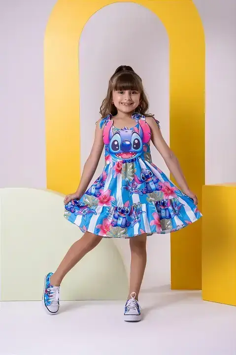 Vestido festa Stitch azul