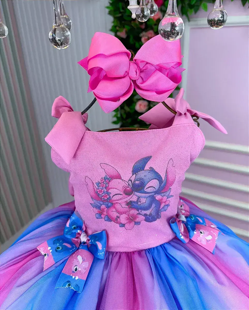 Vestido festa Stitch e angel rosa, foto 2
