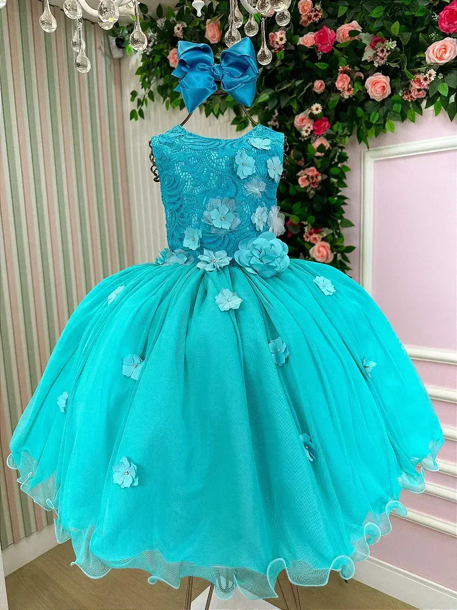 Vestido regata flores verde tiffany, foto 5