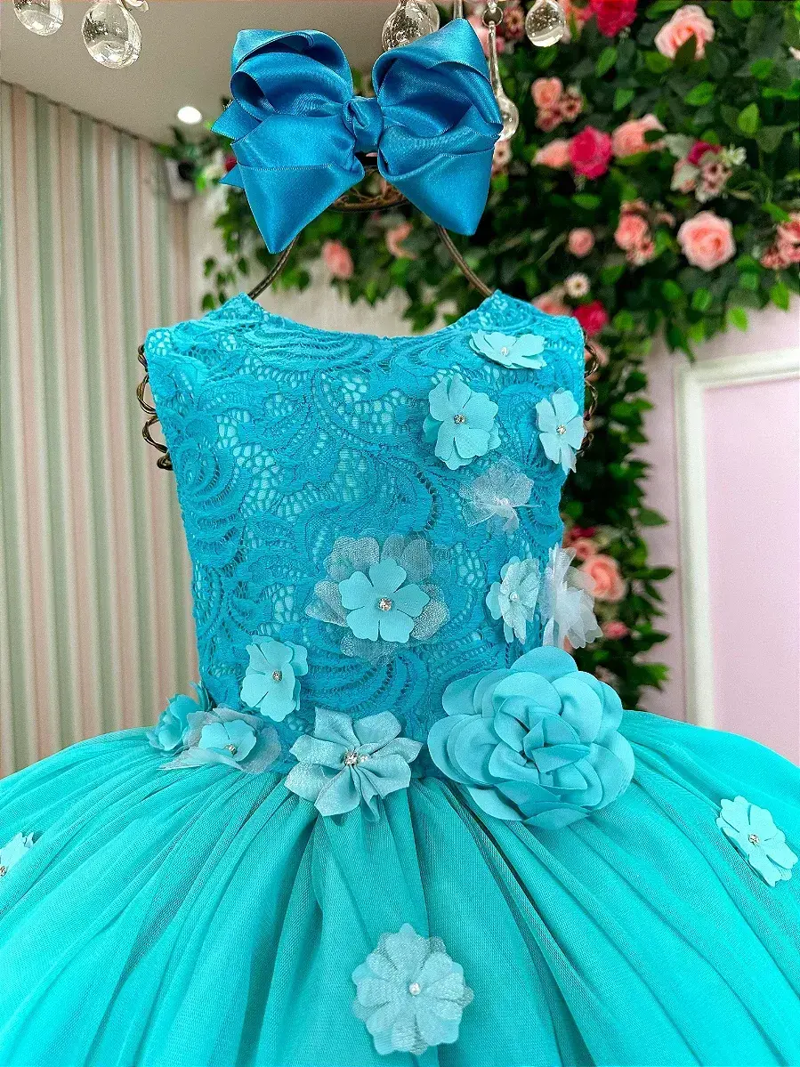 Vestido regata flores verde tiffany, foto 6