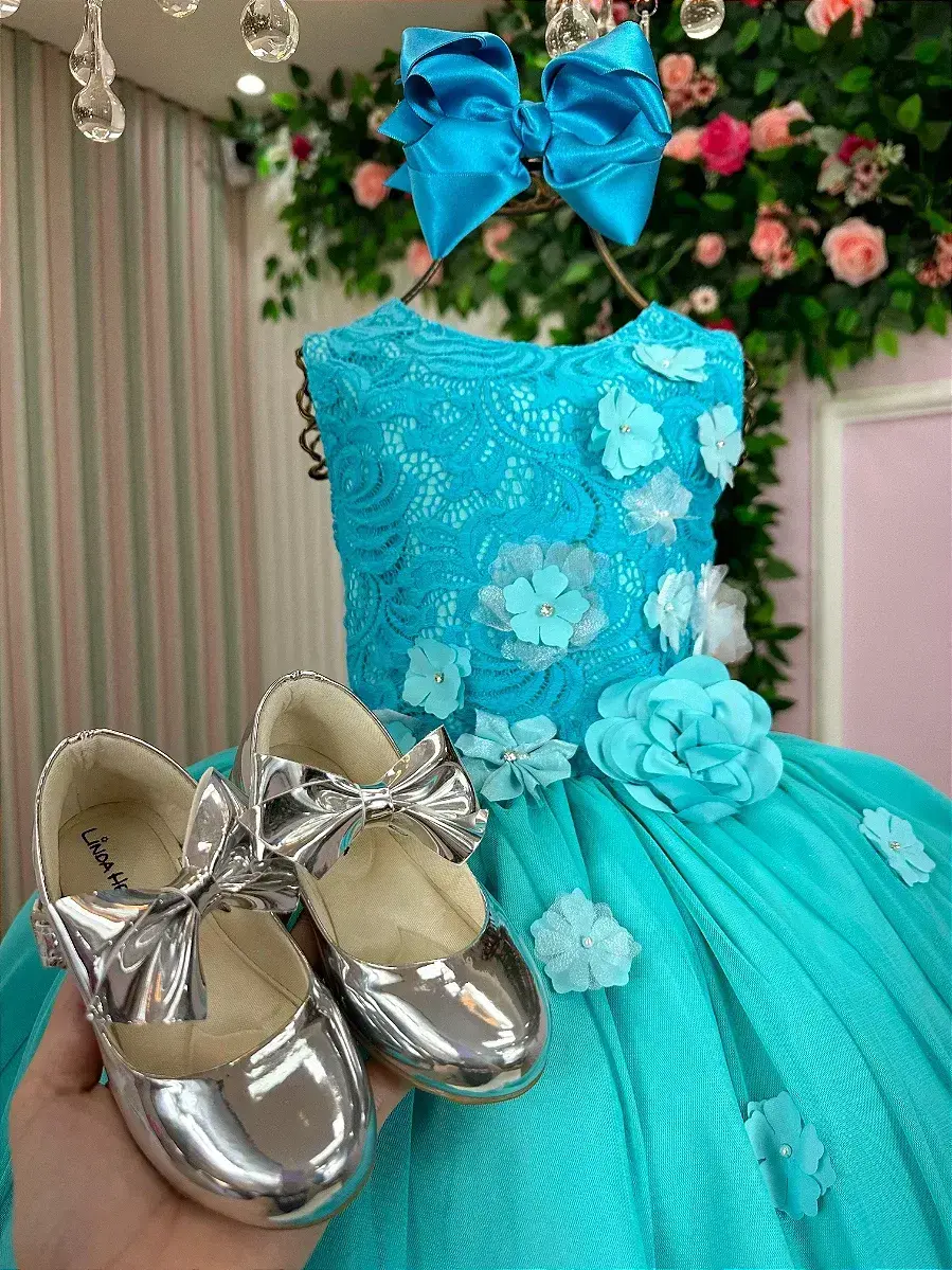 Vestido regata flores verde tiffany, foto 7