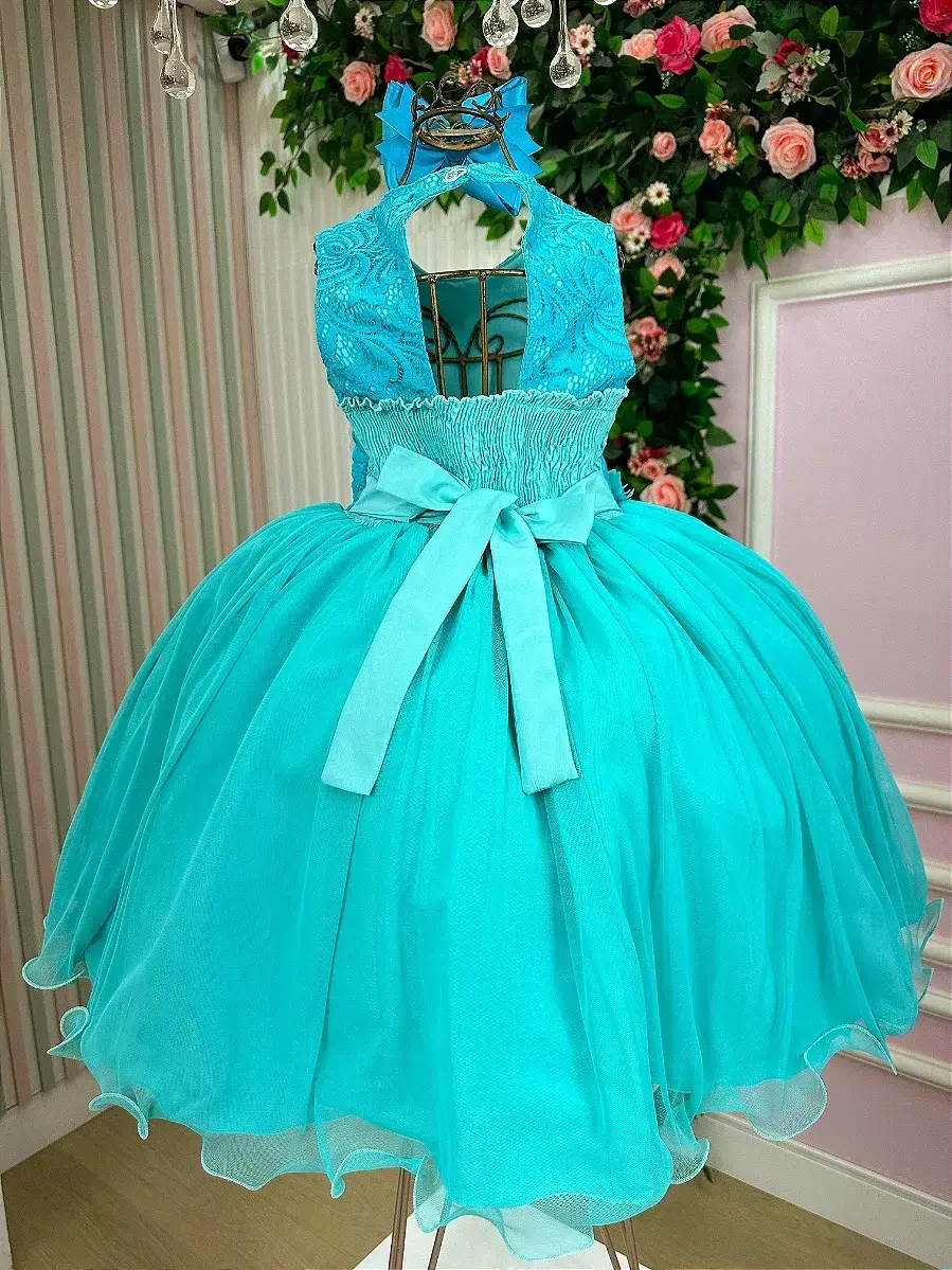 Vestido regata flores verde tiffany, foto 8