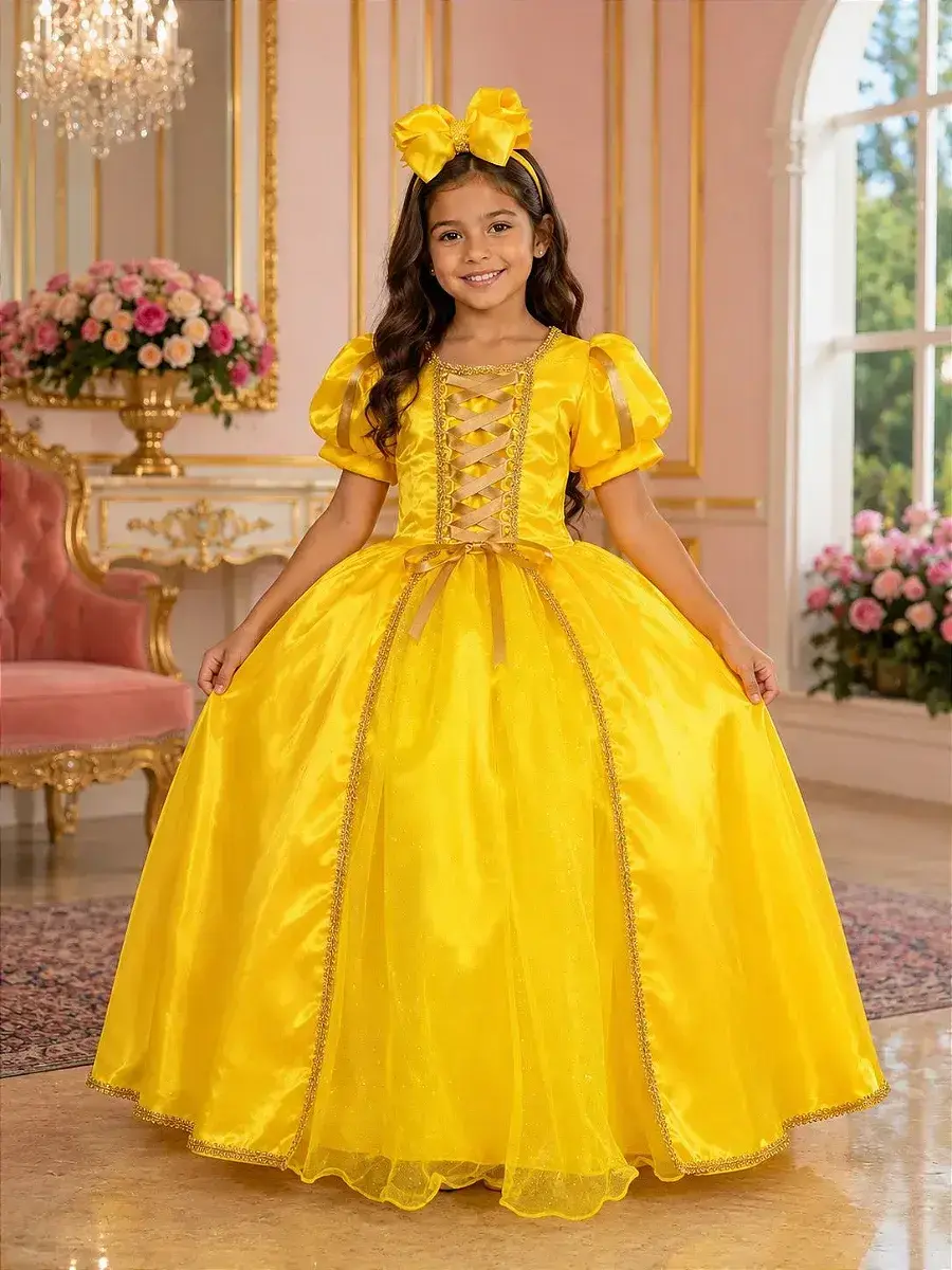 Fantasia princesa amarela longa