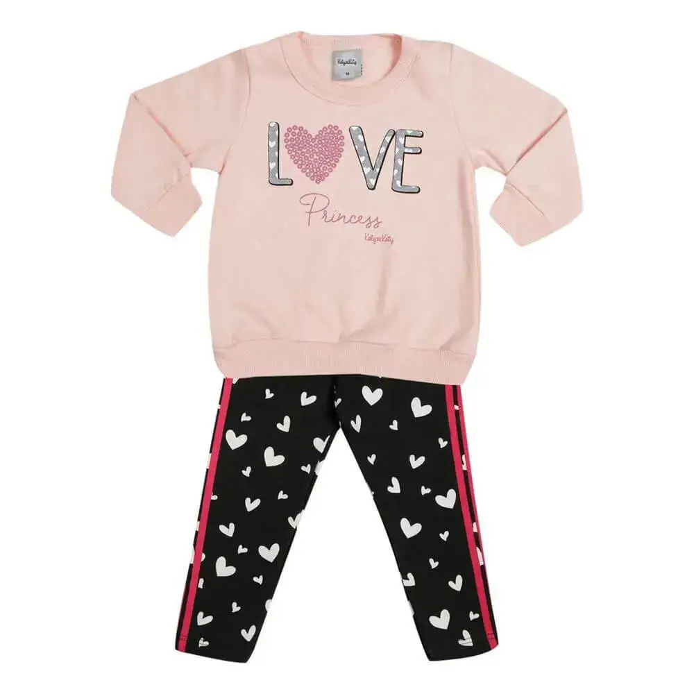 Conjunto blusão moletom love legging