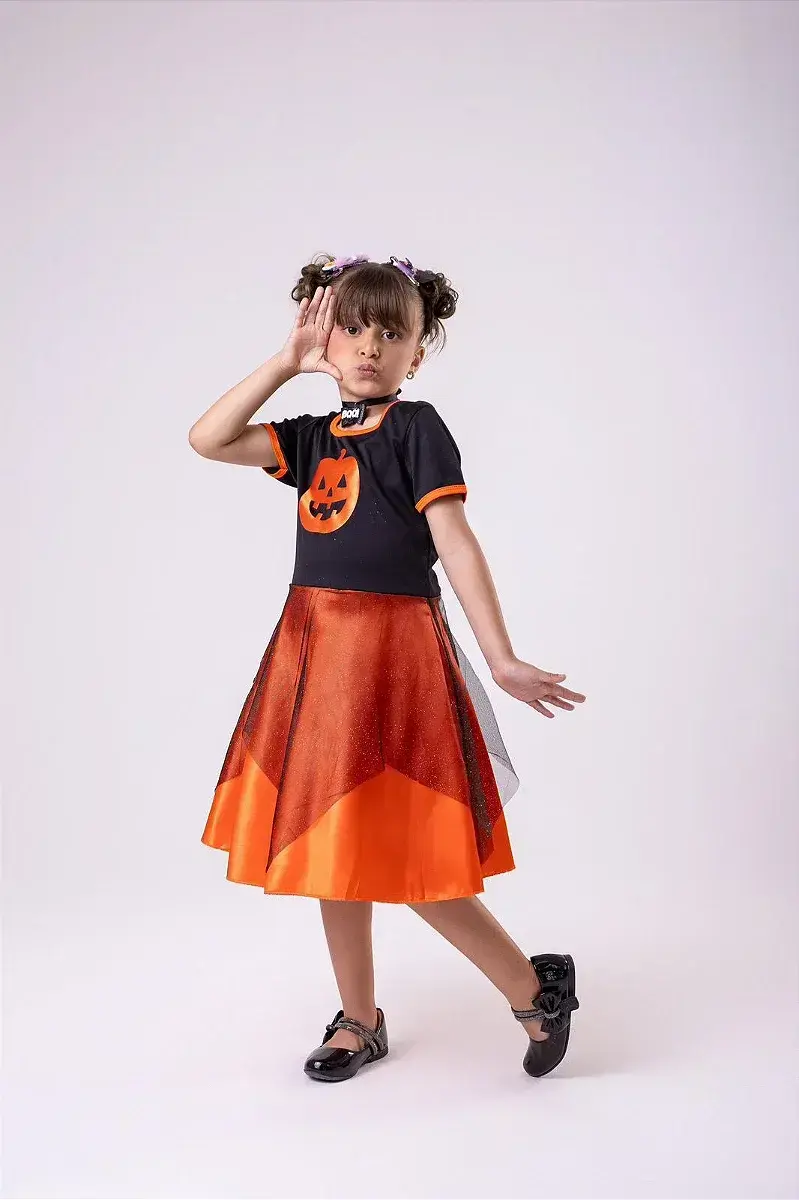 Fantasia Halloween bruxinha abóbora laranja, foto 3