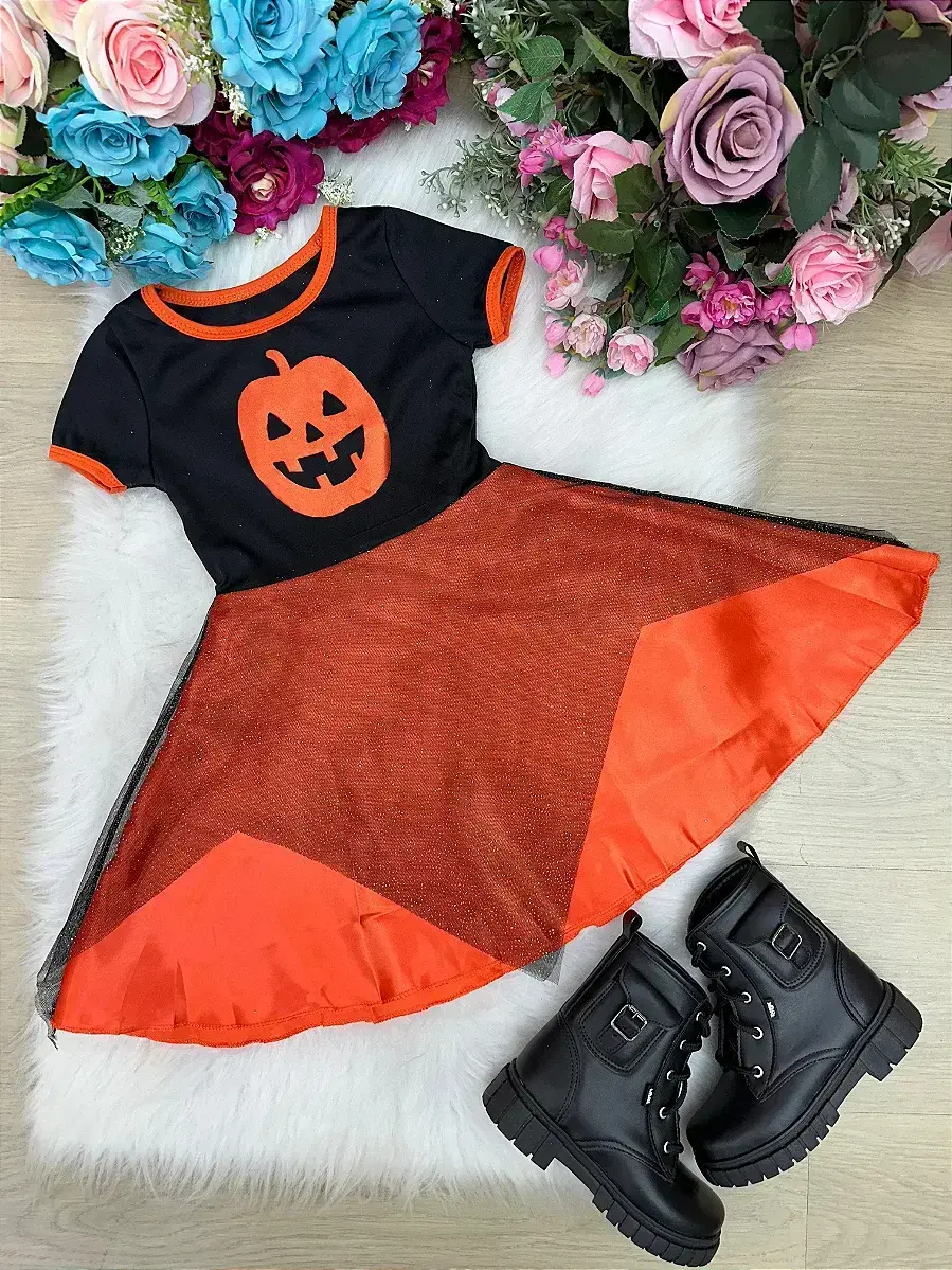 Fantasia Halloween bruxinha abóbora laranja, foto 6