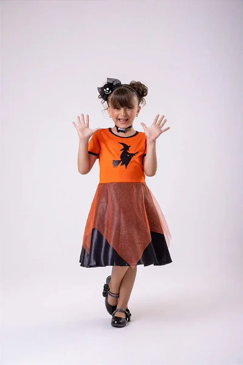 Fantasia Halloween bruxinha laranja